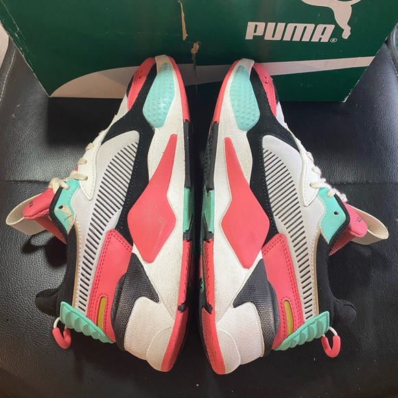 Puma RS-X Trainers White Pink Turquoise Running Sneakers Size 5.5Y - Picture 5 of 9